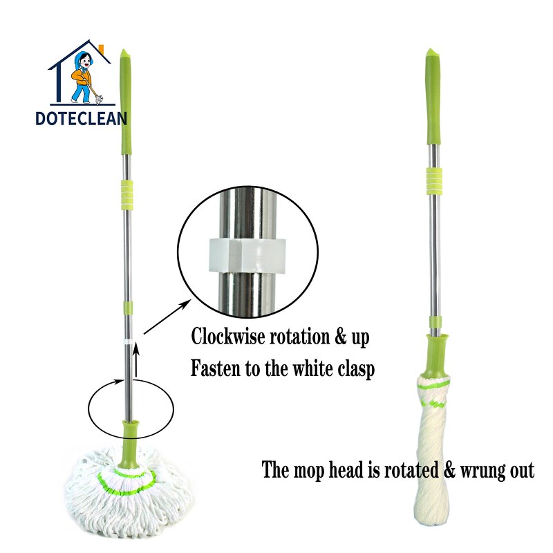 Flat Dust Mop - 360 Spin Stainless Steel Rod Hands-Free Triangle Home Cleaning