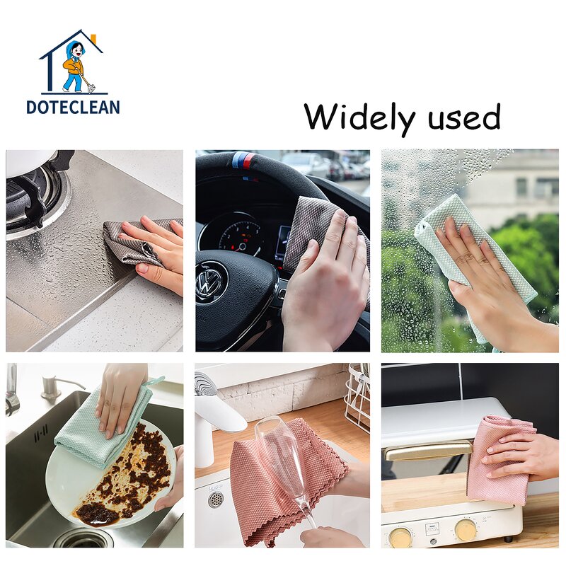 Microfiber Cleaning Cloth - Fish Scale Glasses Kitchen Dish Towels Anti-Grease