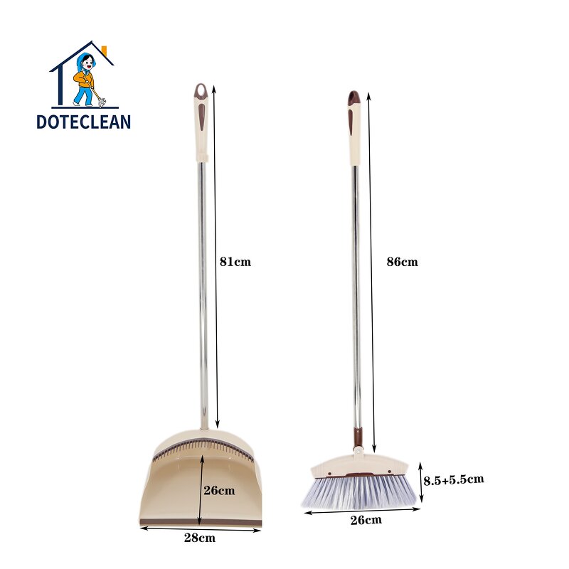 Broom and Dustpan Set - Durable PET Material with Comfortable Handle Sweeping Tooth