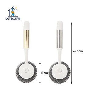 Pot Brush - Stainless Steel Wire Scourer Long Handle Eco-Friendly PP Material