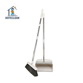 Broom Dustpan Set - Magnetic Suction Standing Stainless Steel Floor Cleaning PET