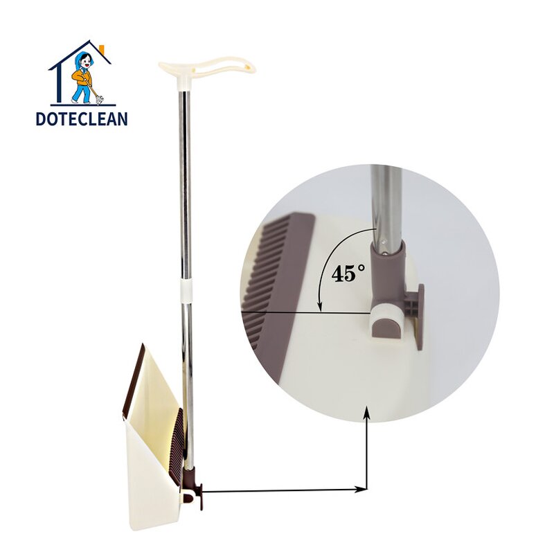 Broom Set - Long Handle Standing PET Broom Head Teeth Design Dustpan Plastic