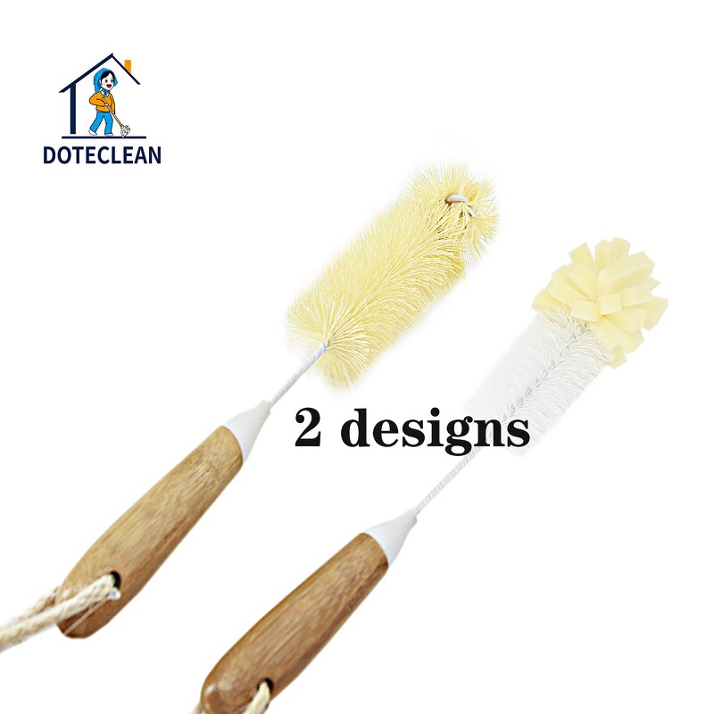 Baby Bottle Cleaning Brush - Bamboo Handle PP Material Long Handle Sponge TPE