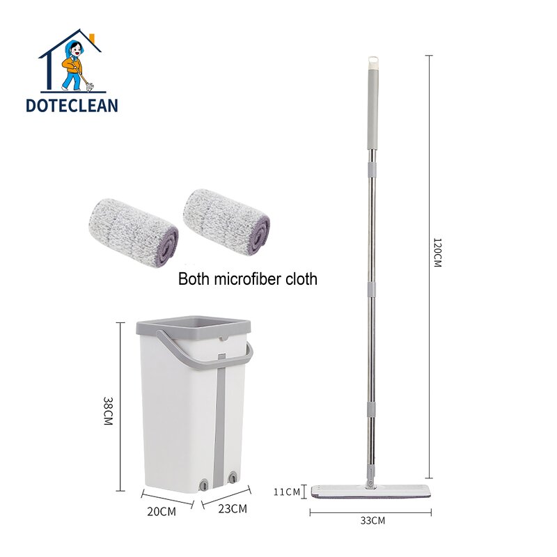 Flat Mop Bucket - Microfiber Scratch Squeeze Wet & Dry Self-Wash Magic Mop