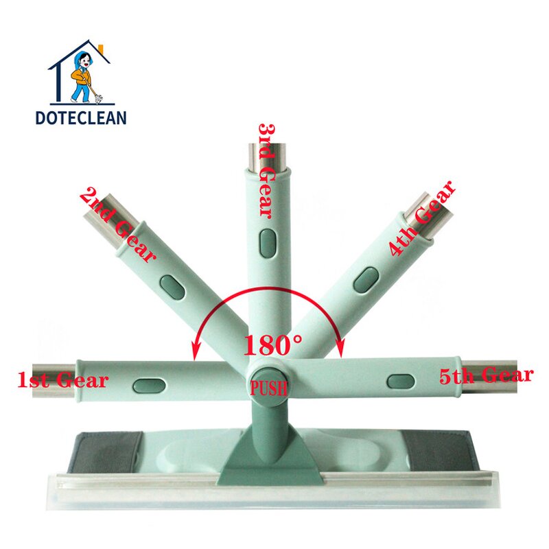 Window Cleaner - Double-sided Telescopic PP Squeegee Wiper Stainless Steel Handle