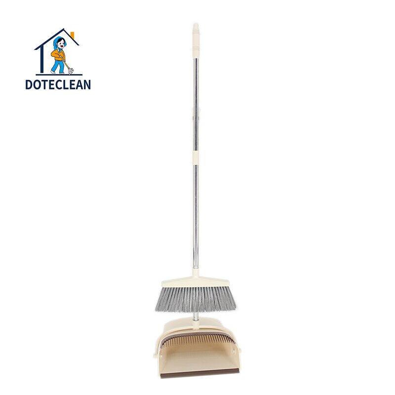 Broom and Dustpan Set - Vertical Standing Dustpan Folding Stainless Steel Broomstick
