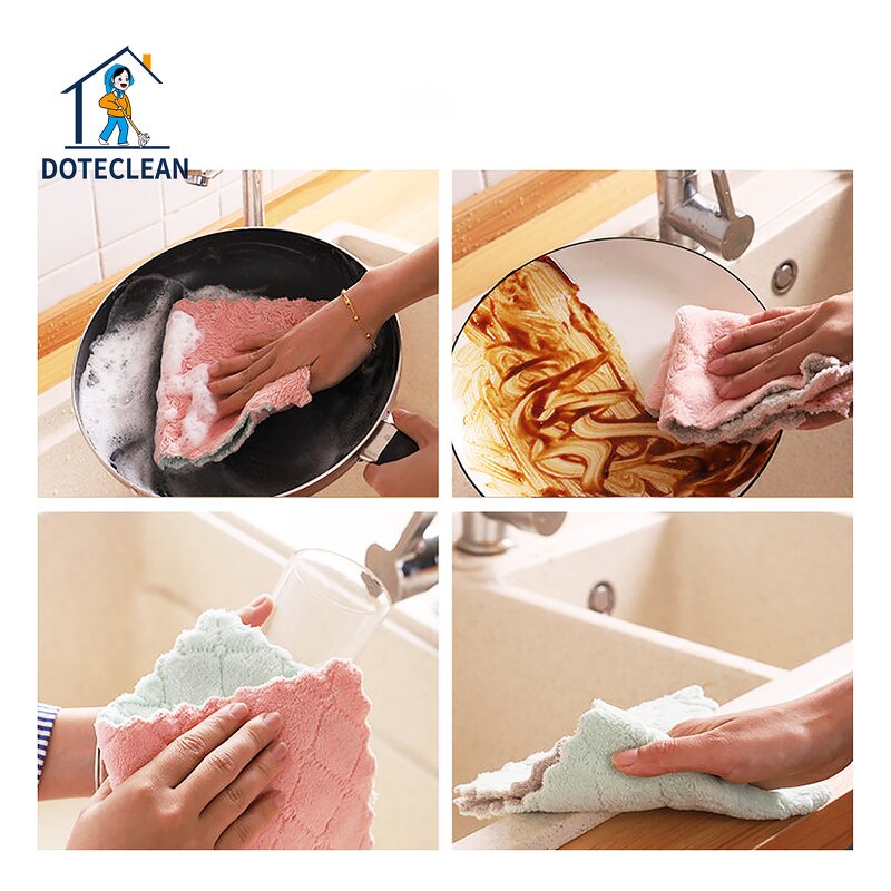 Microfiber Home Cleaning Cloth - Thick Dish & Bowl Washing Towel Quick Stain Removal