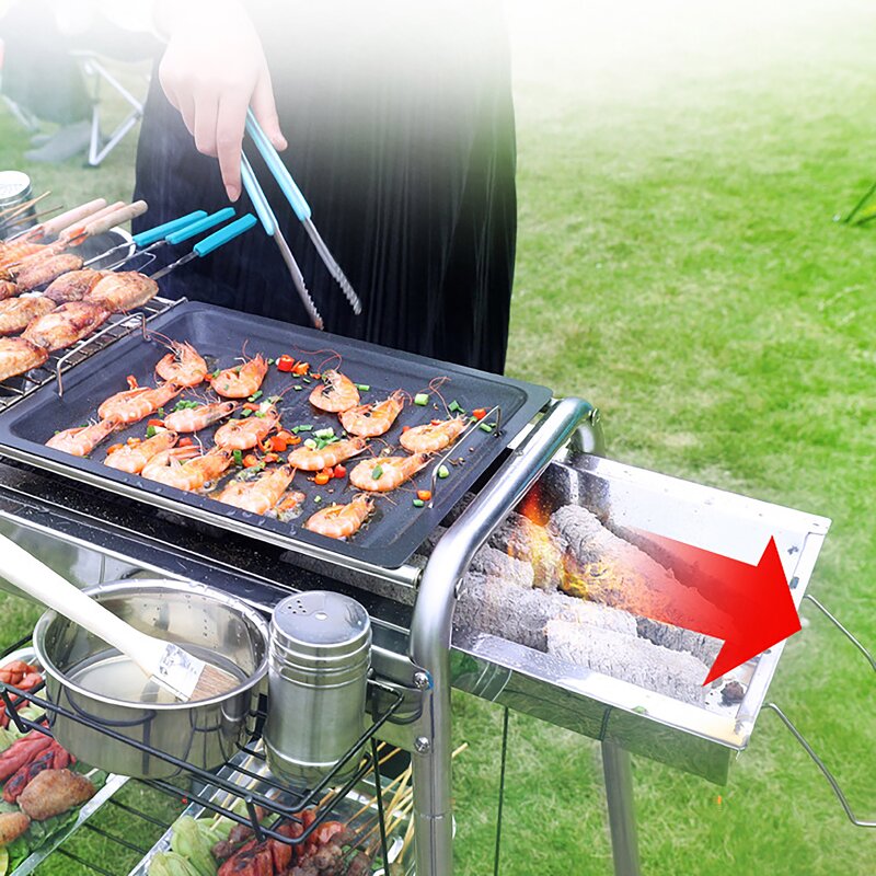 BBQ Grill - Portable Stainless Steel Mesh Folding Thicken Outdoor Charcoal