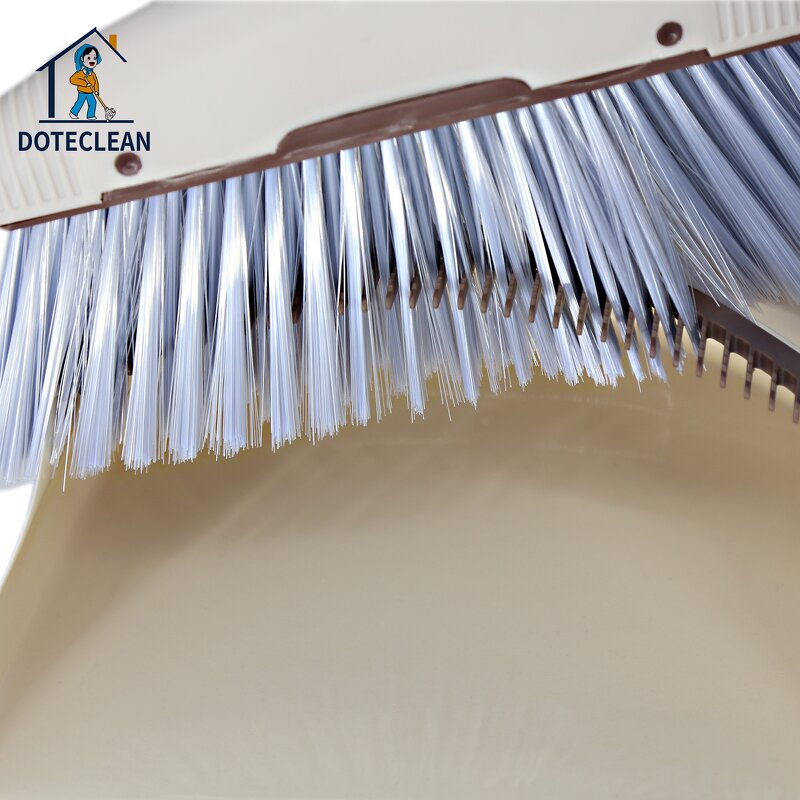 Cleaning Set - PET Head Sweeping Tooth Stick Broom & Dustpan Stainless Steel