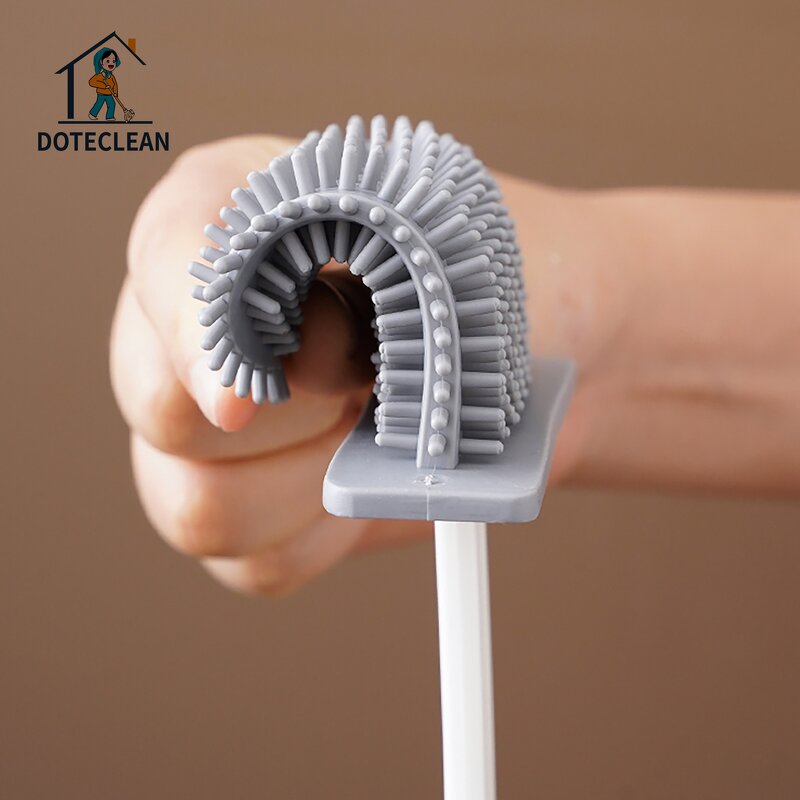 Toilet Brush - Wall-Mounted Quick Drying Holder Water Leak Proof Base TPR Head