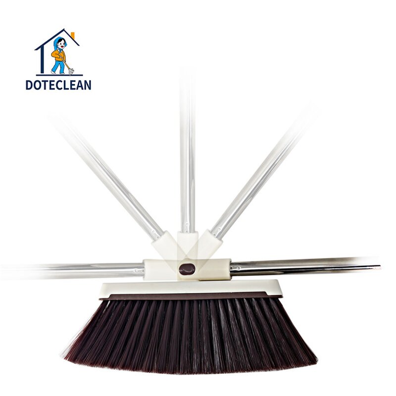 Broom Set - Long Handle Standing PET Broom Head Teeth Design Dustpan Plastic