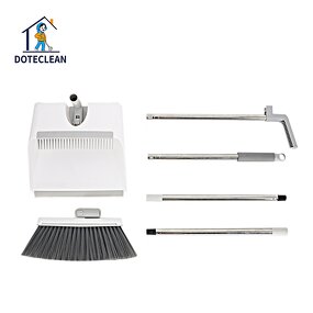 Dustpan and Broom Set - Vertical Standing Design PET Material Folding 2-Pole