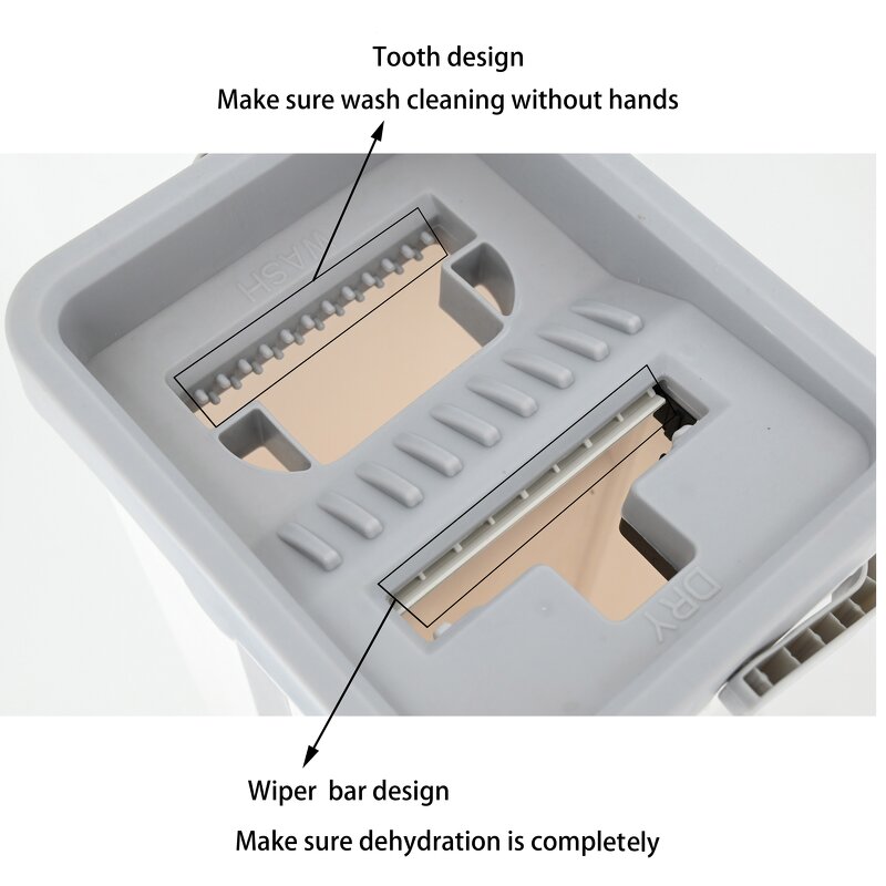 Flat Mop Bucket - Microfiber Scratch Squeeze Wet & Dry Self-Wash Magic Mop