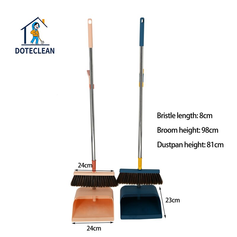 Dustpan & Brooms Set - 2025 New Wind Proof Plastic Upright Long Connected Handle
