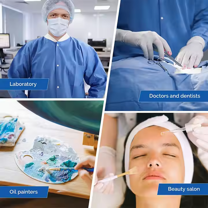 Disposable Lab Coats - Wholesale SMS Material with Knitted Sleeves