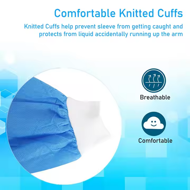 Disposable Lab Coats - Wholesale SMS Material with Knitted Sleeves