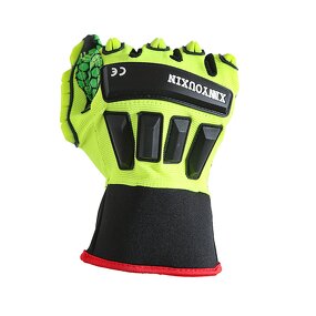 Oil Field Drill Gloves - Leather TPR Impact Hand Anti Cut Resistant