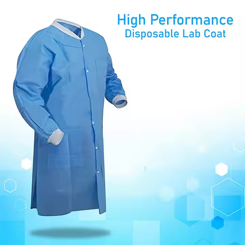 Disposable Lab Coat - Lightweight Breathable Nonwoven White