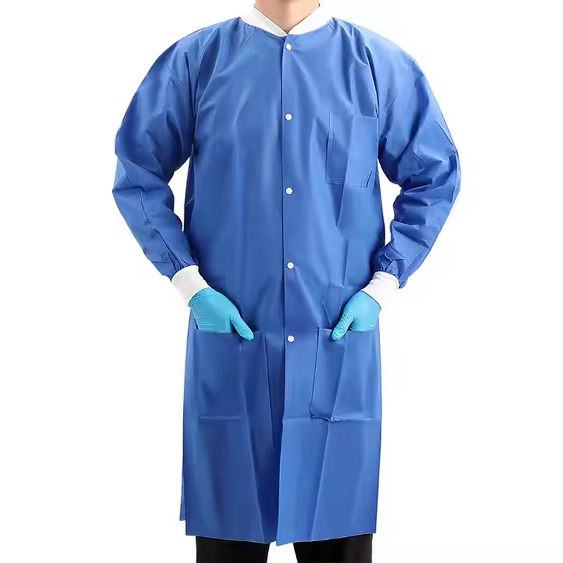 Disposable Lab Coat - Lightweight Breathable Nonwoven White