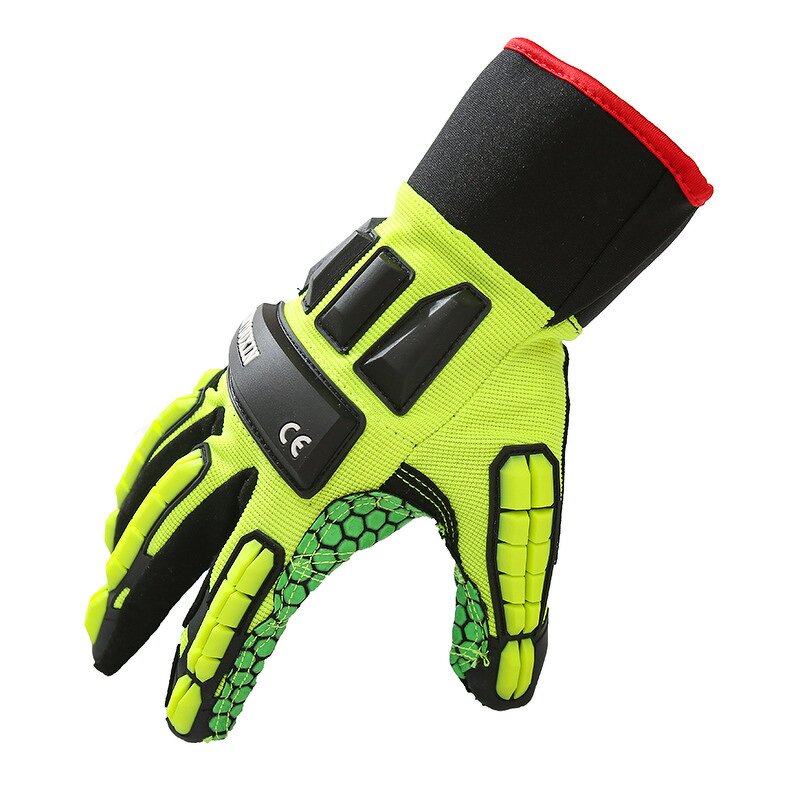 Oil Field Drill Gloves - Leather TPR Impact Hand Anti Cut Resistant