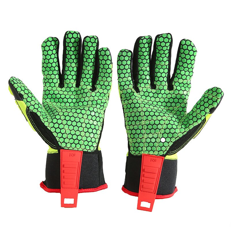 Oil Field Drill Gloves - Leather TPR Impact Hand Anti Cut Resistant