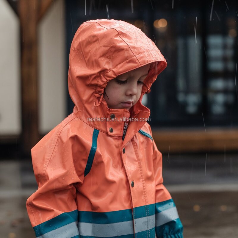 Kids Raincoat Manufacturer - White Lightweight Toddler Breathable Waterproof Outwear Stand Collar Outdoor