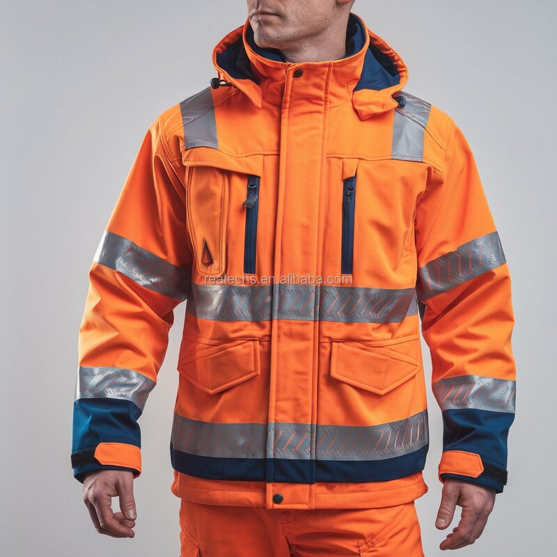 Softshell Jacket Manufacturer - EN ISO 20471 Hi-Vis Reflective Polyester TPU Membrane Water-Repellent