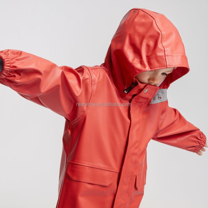 Jumpsuit Manufacturer - Custom Logo Yellow Polyester Children's Casual Hooded Waterproof Raincoat Breathable