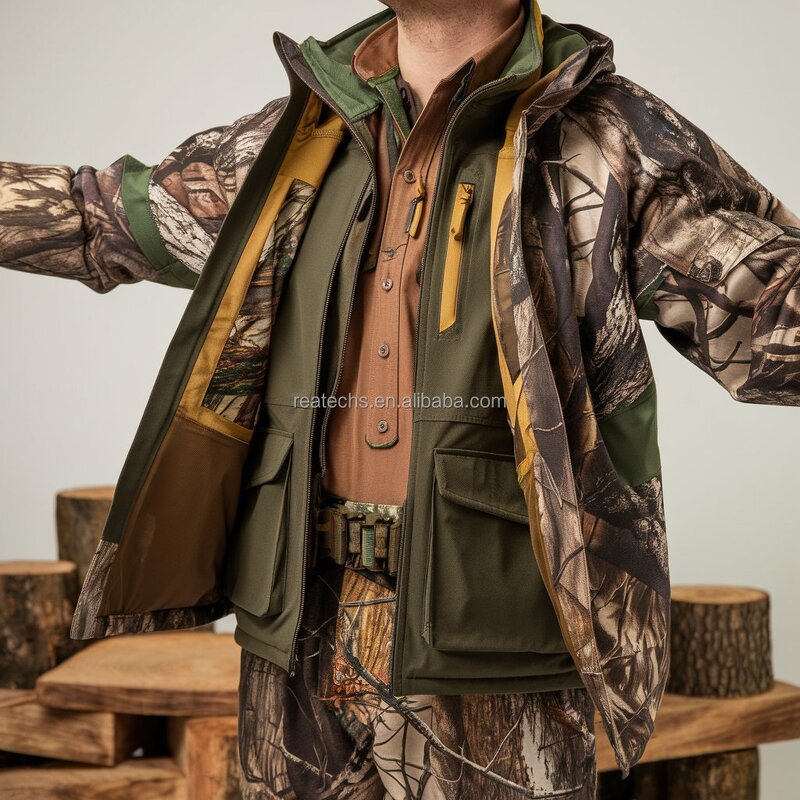 Hunting Jacket Manufacturer - 2024 Custom Orange Camouflage for Men Waterproof Soft Shell Clothing for Winter