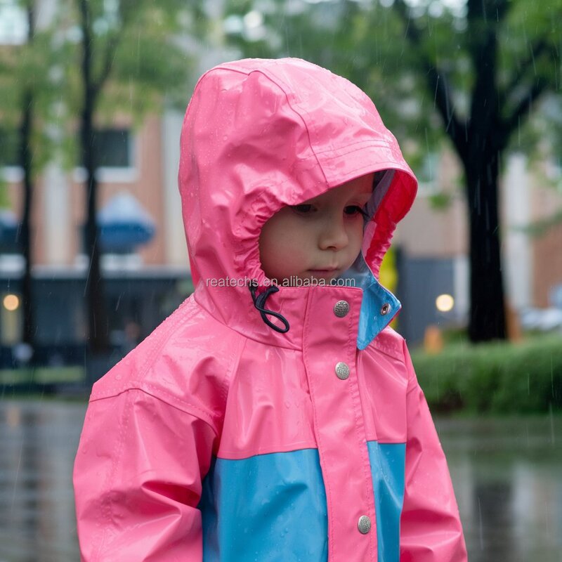 Kids Raincoat Manufacturer - White Lightweight Toddler Breathable Waterproof Outwear Stand Collar Outdoor