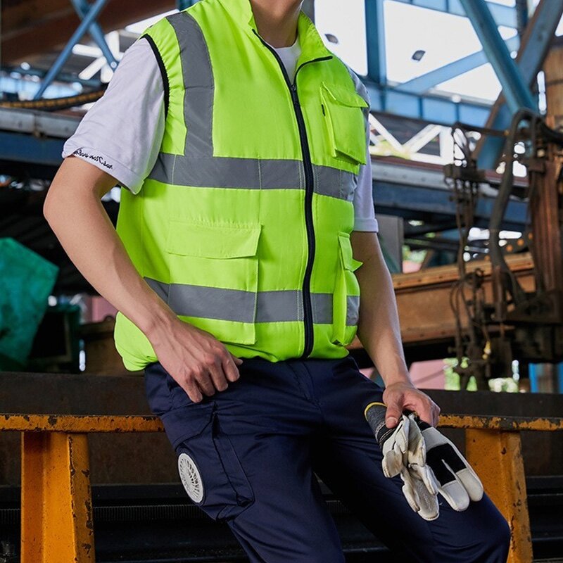 Cooling Vest Manufacturer - Custom Logo Reflective Safety Air Conditioning with Fan for Summer Work