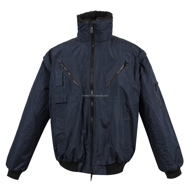 Work Wear Vest Manufacturer - Industrial Professional Detachable Sleeve Fur Lining Polyester Waterproof Bomber