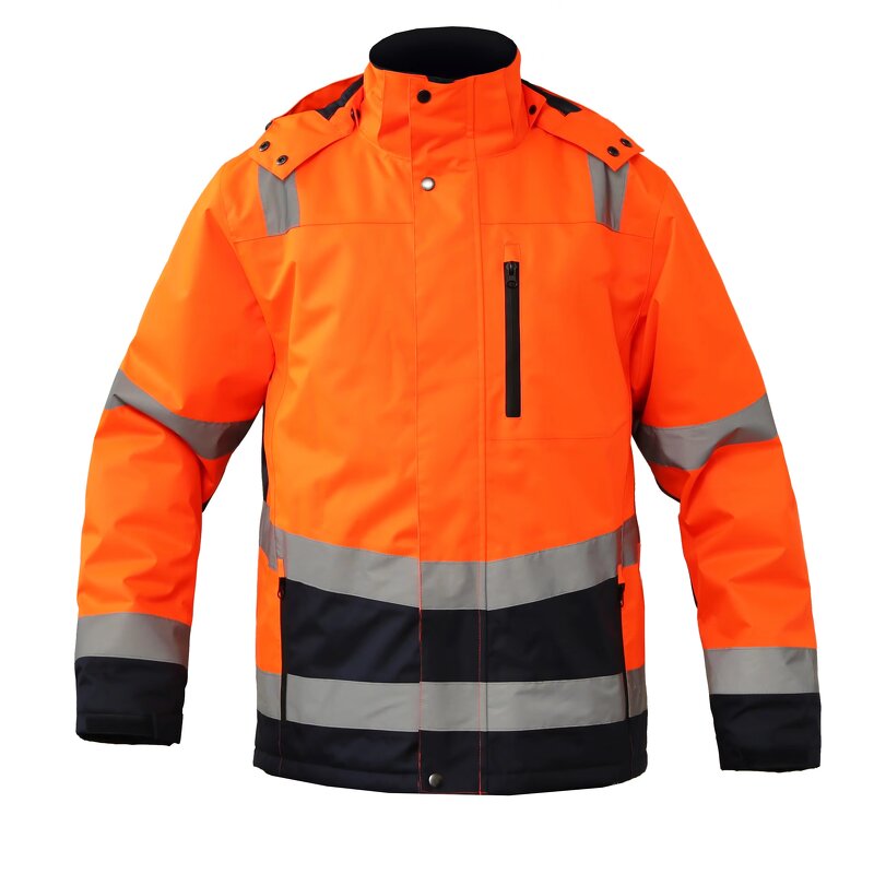 Workwear Jacket Manufacturer - Hi Vis Waterproof Recycled Polyester Construction with Parka Zipper