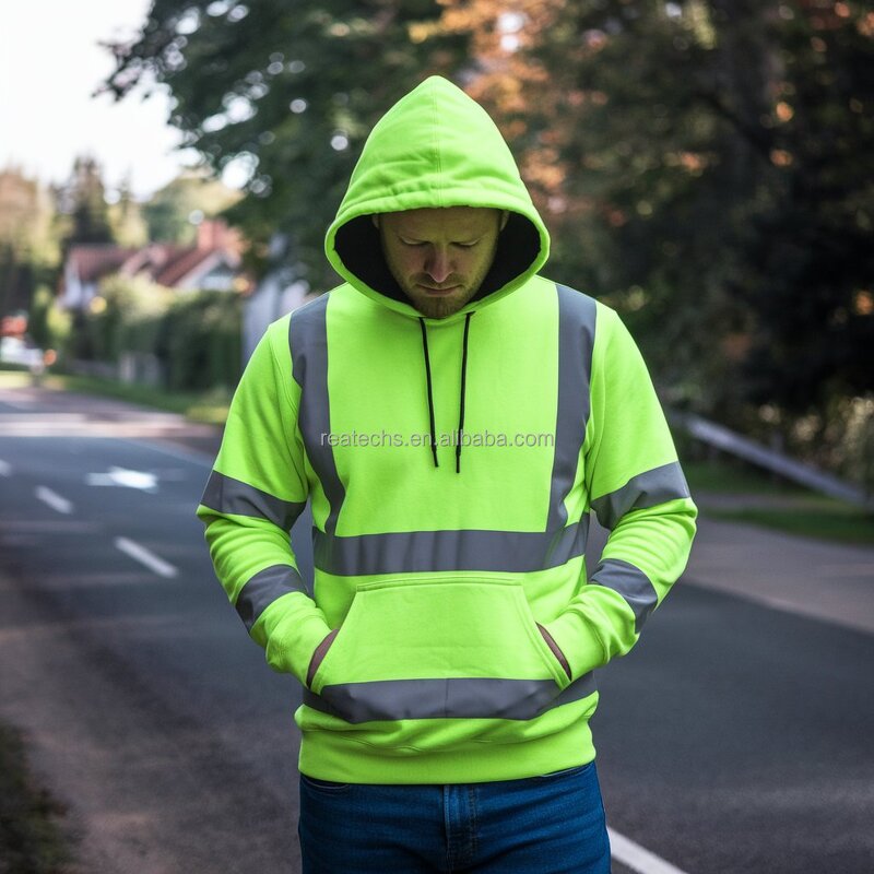 Safety Sweatshirt Manufacturer - High Visibility for Men Class 3 Reflective Zippered Hooded