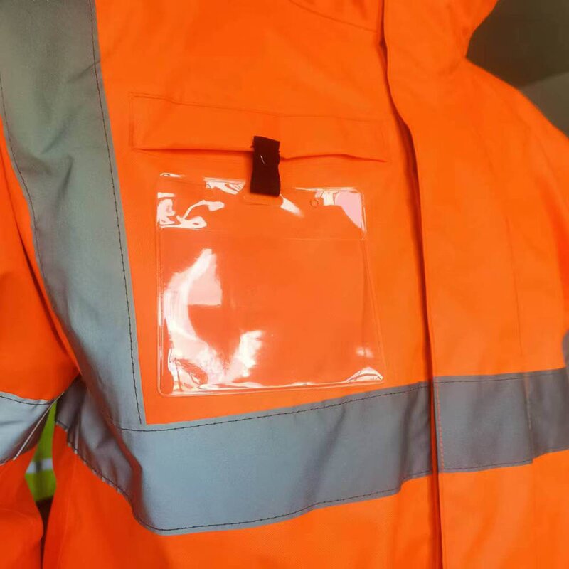 Rain Jacket Manufacturer - Customizable Hi Vis Long Factory-Issued Waterproof Reusable Polyester Cotton Security