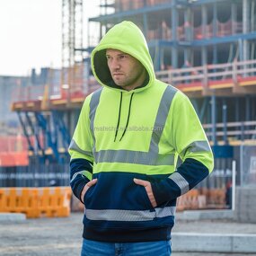 Safety Sweatshirt Manufacturer - High Visibility for Men Class 3 Reflective Zippered Hooded