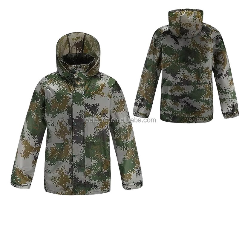 Rain Jacket Manufacturer - Wholesale Heavy Duty Waterproof for Adults Men Breathable Print Pattern with Hood