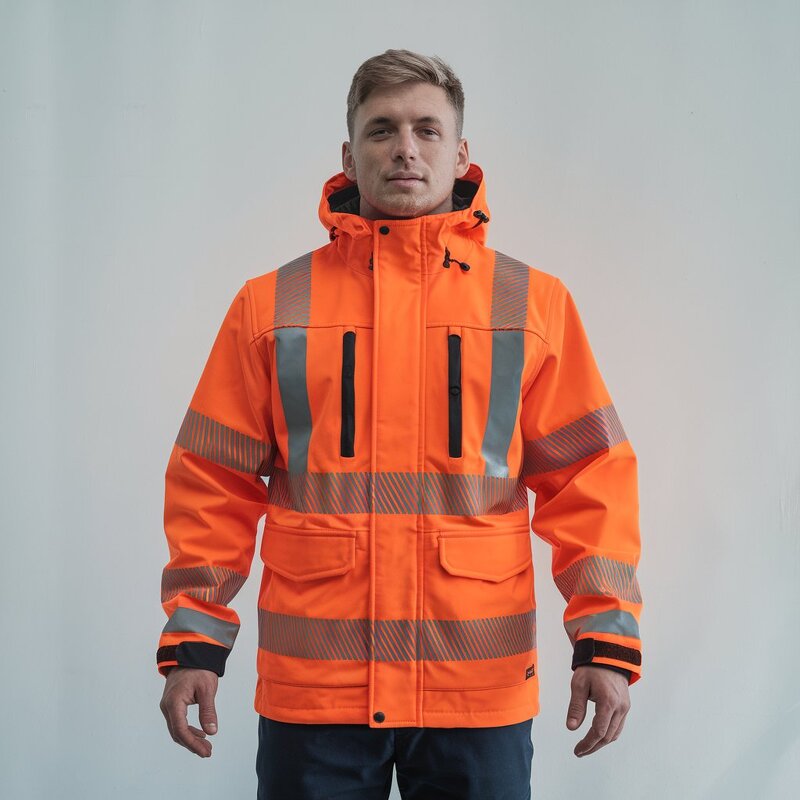 Workwear Jacket Manufacturer - Men's Thermal Fluorescent Hi Vis Softshell Breathable Outdoor Wear