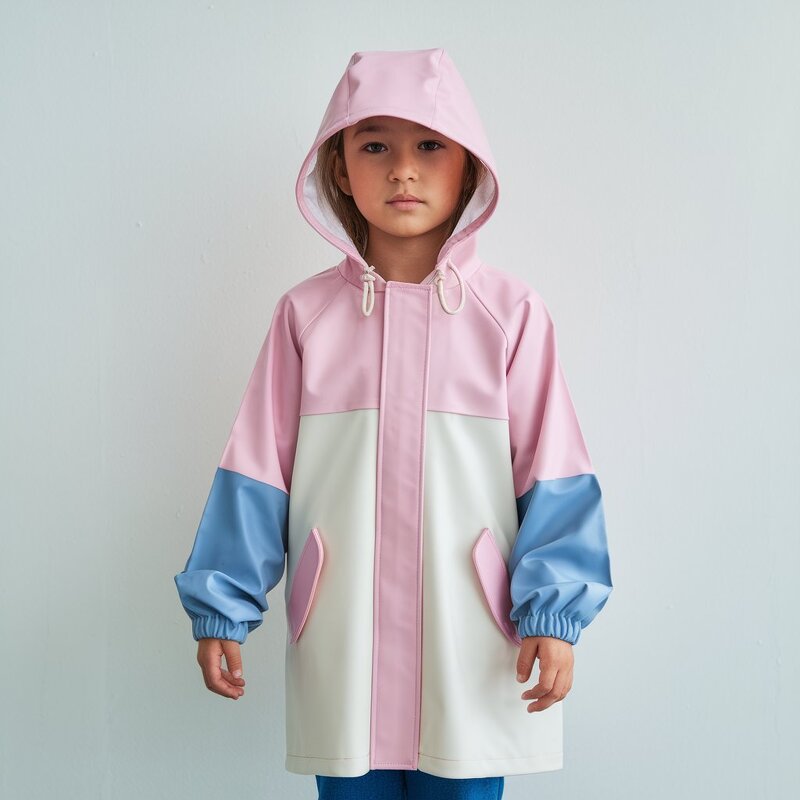 Raincoat Manufacturer - 2024 Casual Print PU for Kids High Quality Waterproof Breathable Stand New Lovely