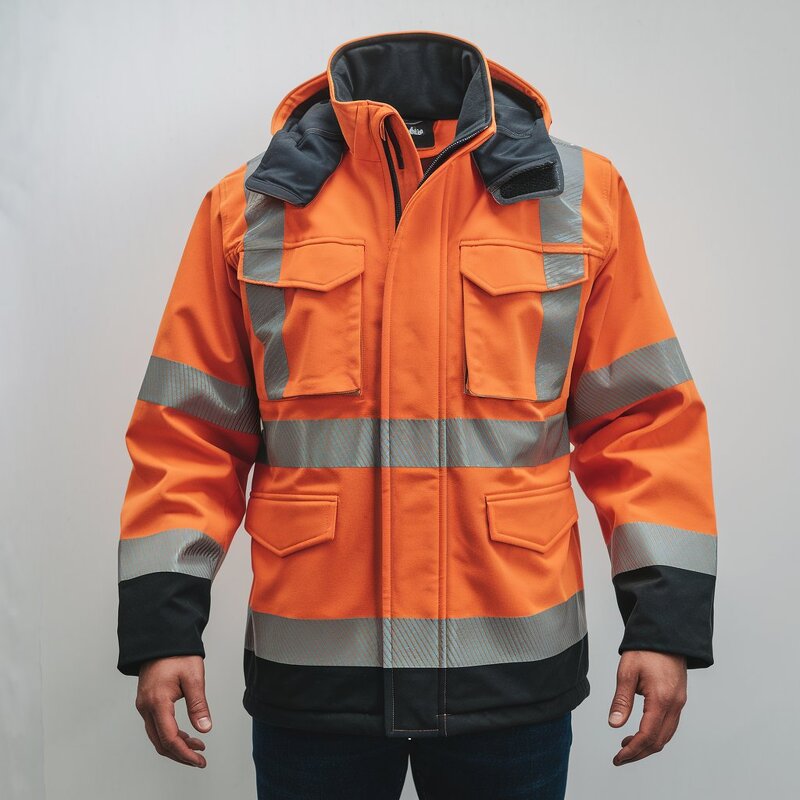 Softshell Jacket Manufacturer - Polyester Orange Hi Vis Breathable Modern Fit Waterproof Fluorescent