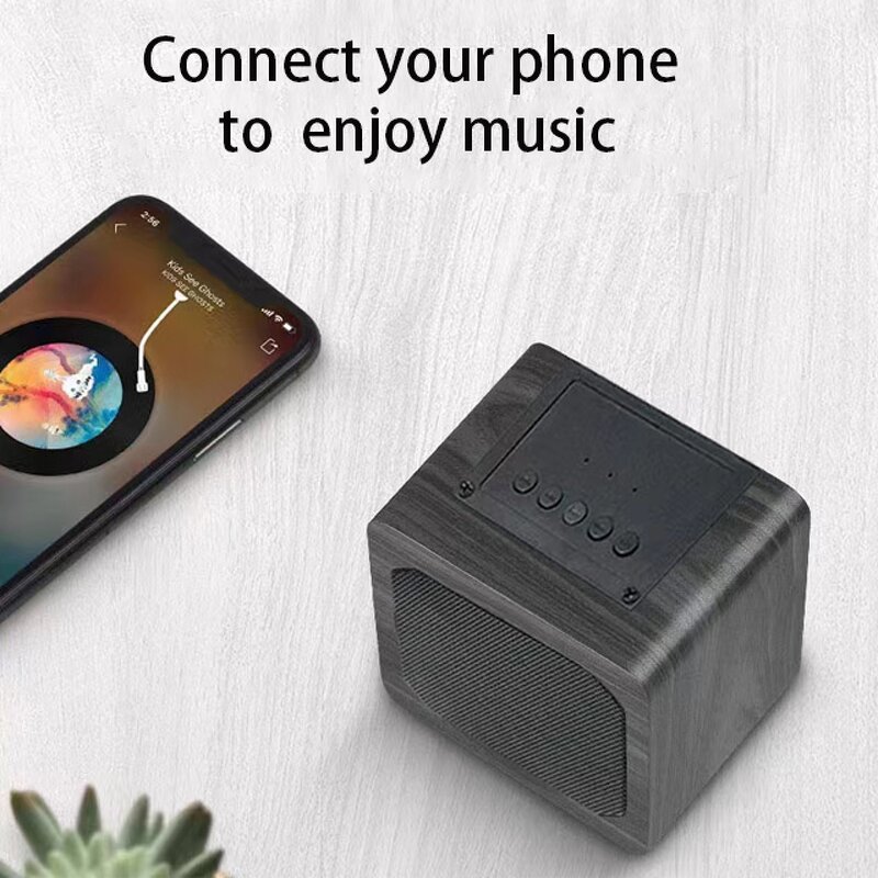 Bluetooth Speaker Manufacturer - Wooden Cuboid with FM Radio Support TF USB Functional Bass Home