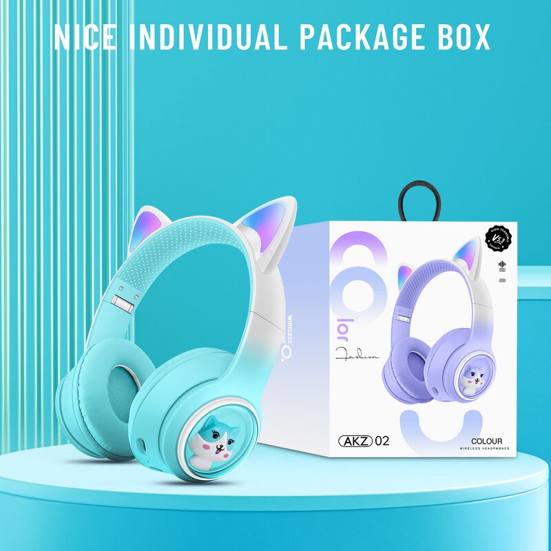 Wireless Headset Manufacturer - Stereo Bass Sport with TF Card FM Radio BT Cute Cat Design
