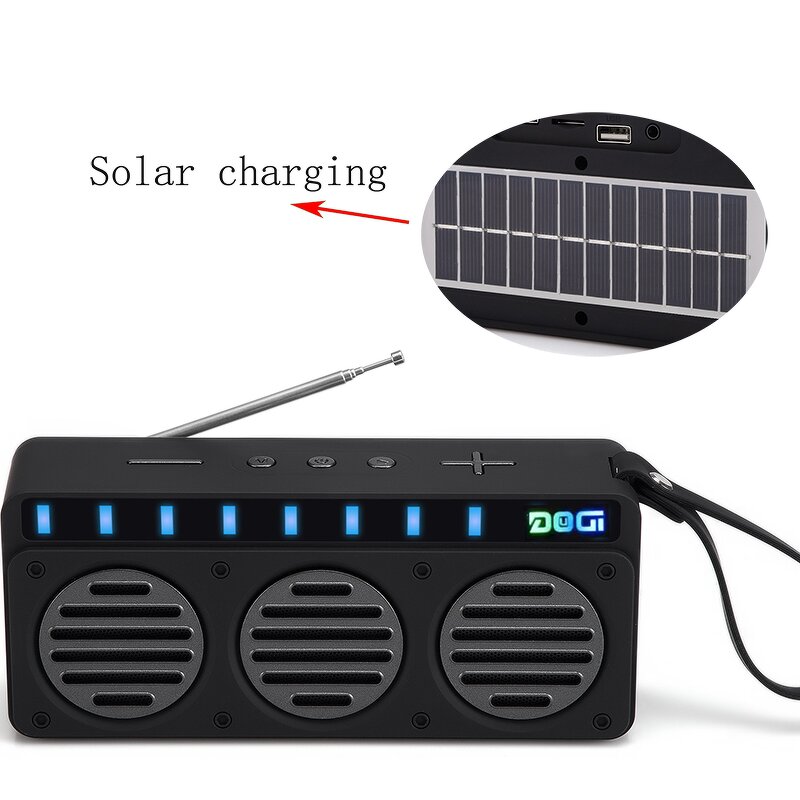 Solar Speaker Manufacturer - Portable with Stereo Woofer Bass FM Radio Solar Power SoundBar Support TF