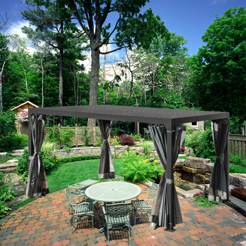 Bioclimatic Pergola Manufacturer - Modern Stylish with RGB Light Motorized Retractable Roof Waterproof Aluminum Louvered