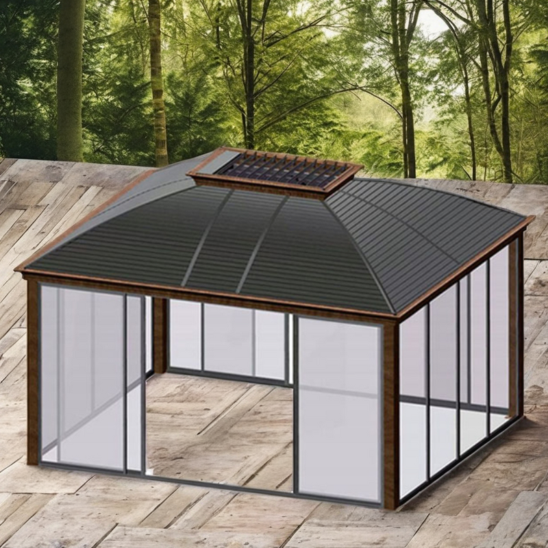 Garden Gazebo Manufacturer - Personalised Double Roof Steel Sides Waterproof Metal Sunshade for Patio Home Use