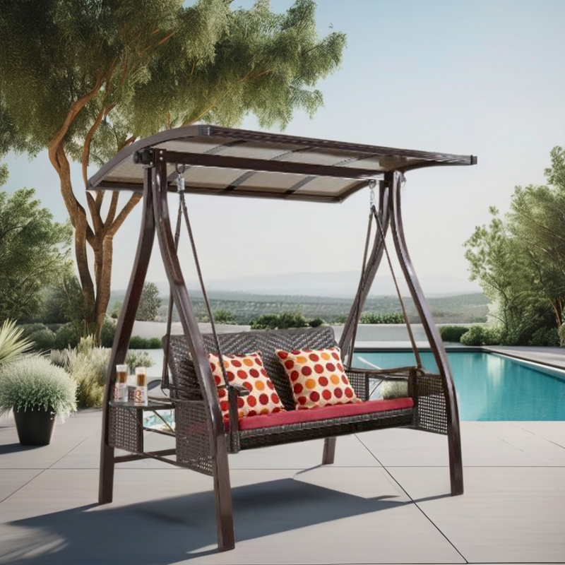 Garden Swing Chair Manufacturer - Swing Bed 3 Persons Outdoor Furniture Metal Patio Rattan Swings Hanging
