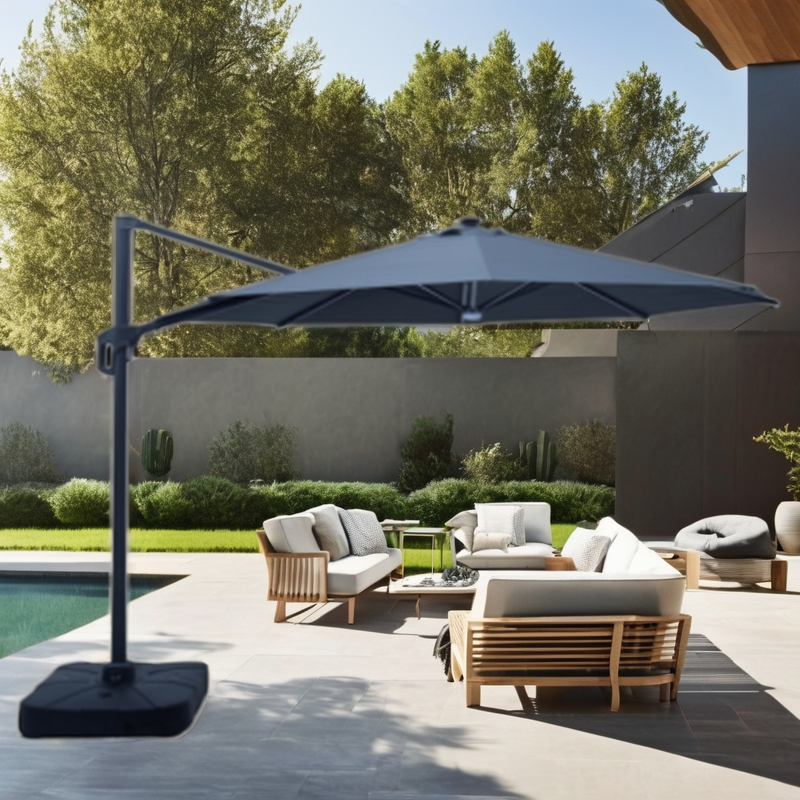Cantilever Umbrella Manufacturer - Outdoor Heavy-Duty 3M Alum Waterproof Solar Parasol with UV Coating Powder Coated Frame