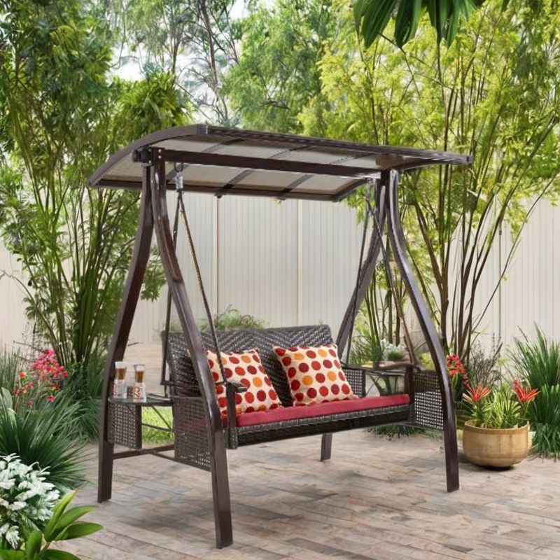 Garden Swing Chair Manufacturer - Swing Bed 3 Persons Outdoor Furniture Metal Patio Rattan Swings Hanging