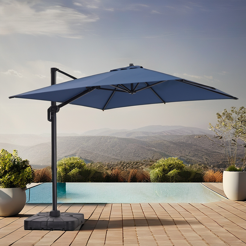 Aluminium Umbrella Manufacturer - Outdoor Waterproof 3*4m Cantilever Sunshade Parasol with Easy Open UV Coating for Parks