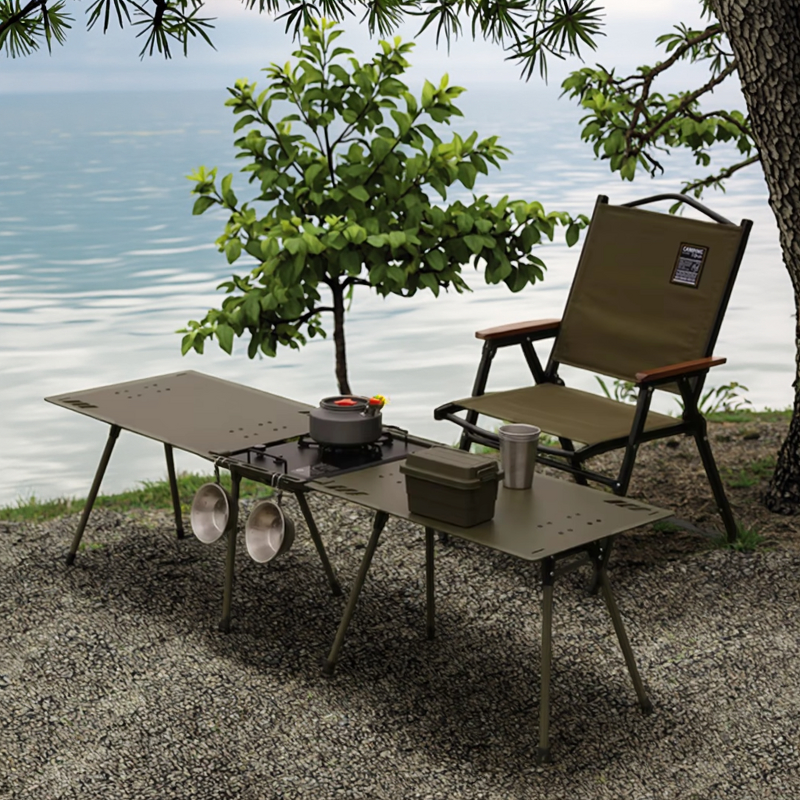 Picnic Table Manufacturer - Modern Durable Lightweight Folding Coffee Table Small Size Easy Carry Outdoor with Hanging Holes